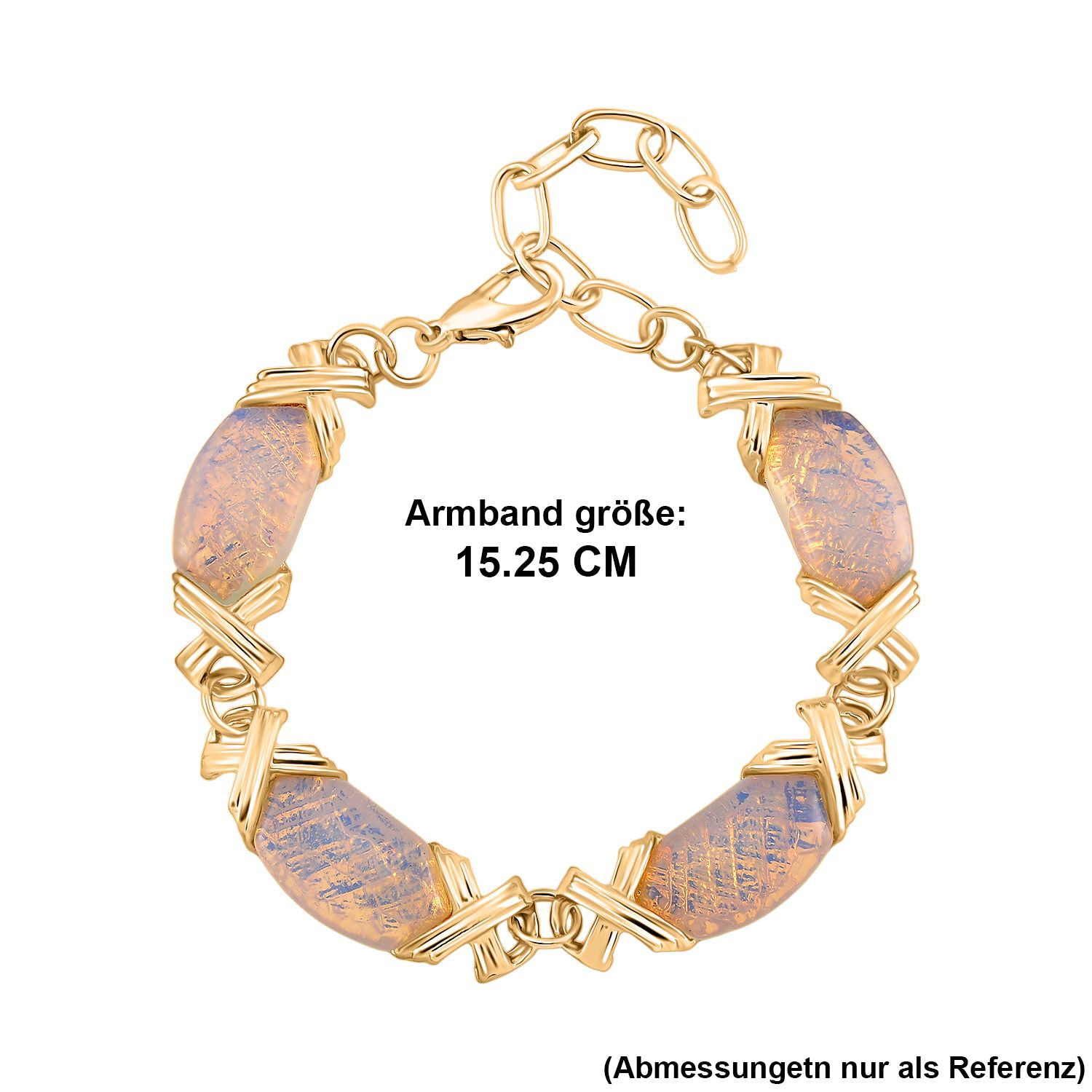 Opalit Armband ca. 15.25 cm + 5 cm Extender, gelb vergoldet ca. 65.00 ct