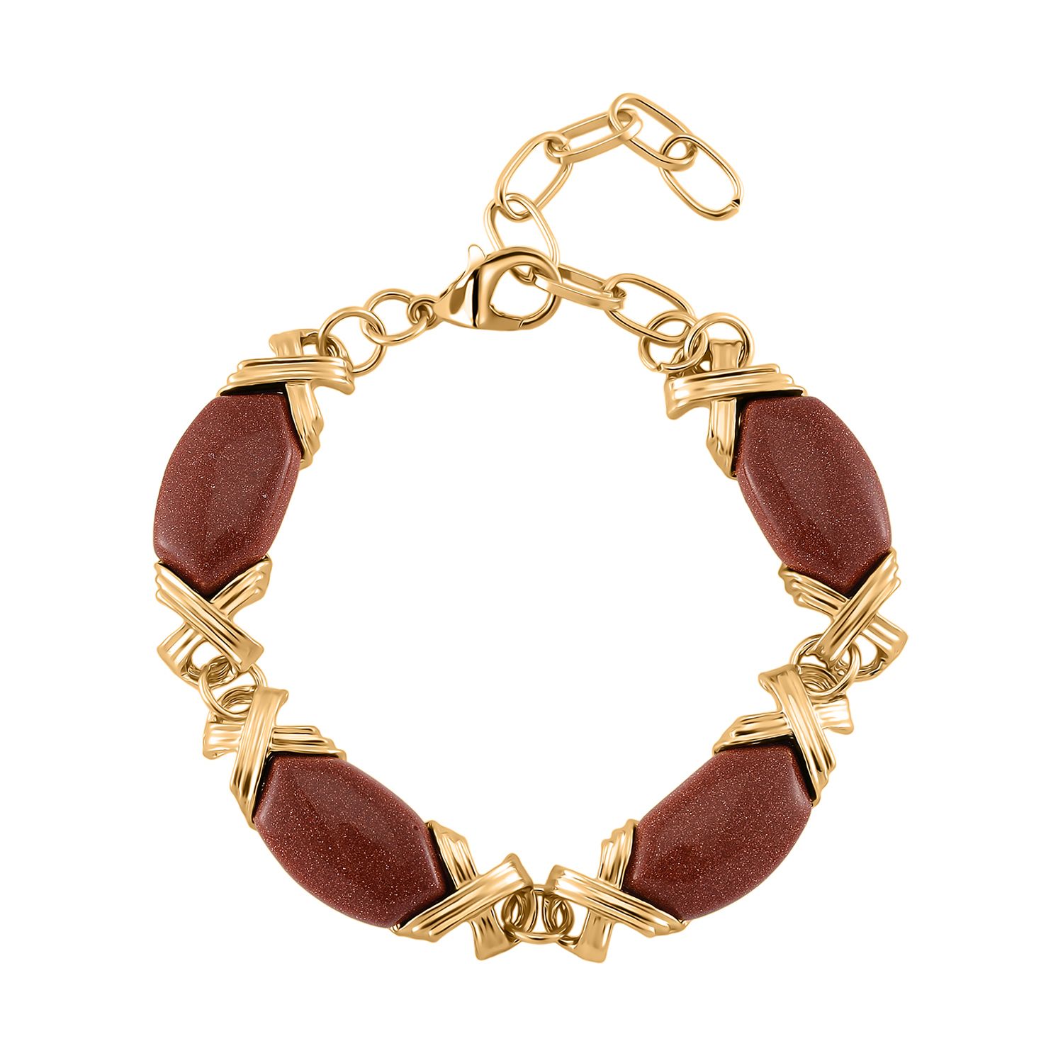 Sonnenstein Armband, ca. 15.25 cm + 5 cm Extender, gelb vergoldet ca. 65.00 ct