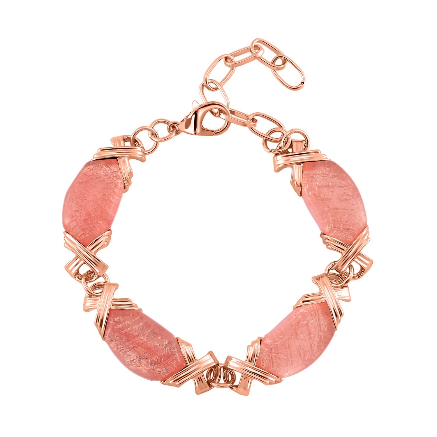 Kirsche Quarz Armband ca. 15.25 cm + 5 cm Extender, rosévergoldet ca. 65.00 ct