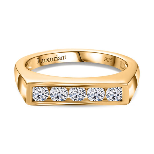 LUXURIANT DIAMOND - Lab Grown Diamant SI-GH Ring 925 Silber 750 Gelbgold Vermeil (Größe 18.00) ca. 0.50 ct