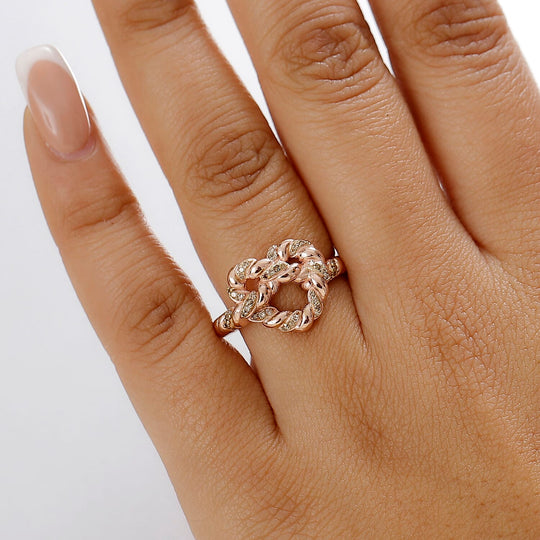 GP Amore Kollektion - Kanchanaburi Blauer Saphir, Natürlicher Champagner Diamant Ring 925 Silber 750 Roségold Vermeil (Größe 18.00) ca. 0.19 ct