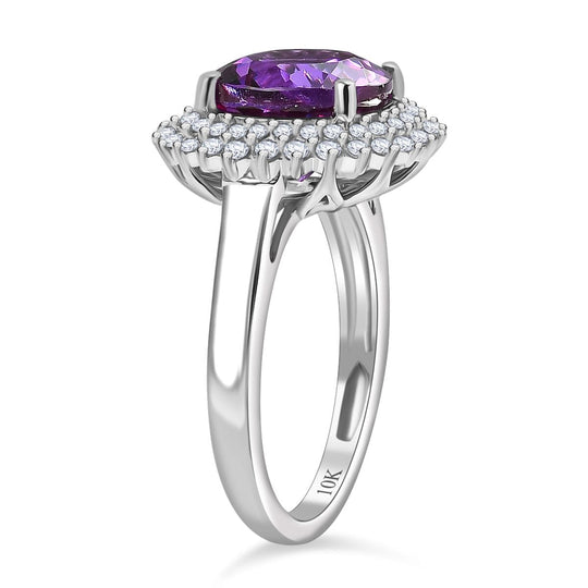 AAA Lab Grown Lila Saphir, Lab Grown Diamant AGI zertifiziert Ring 417 Gold (Größe 18.00) ca. 4.48 ct