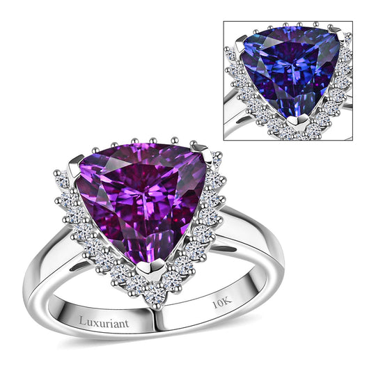 AAA Lab Grown Lila Saphir, Lab Grown Diamant AGI zertifiziert Ring 417 Gold (Größe 18.00) ca. 3.87 ct