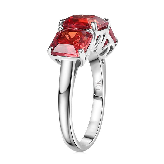 AAA Lab Created Padparadscha Saphir Ring, AGI zertifiziert und geprüft, 417 Gold (Größe 18.00) ca. 7.91 ct