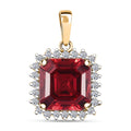 AAA Lab Created Padparadscha Saphir, Lab Grown Diamant Anhänger, AGI zertifiziert und geprüft, 417 Gelb Gold ca. 6.51 ct