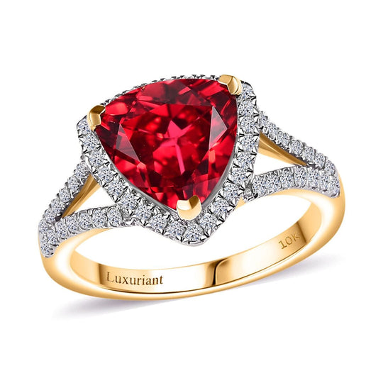 AAA Lab Grown Padparadscha Saphir, Lab Grown Diamant AGI zertifiziert Ring 417 Gold (Größe 18.00) ca. 4.03 ct