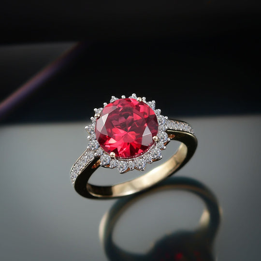 AAA Lab Grown Padparadscha Saphir, Lab Grown Diamant AGI zertifiziert Ring 417 Gold (Größe 17.00) ca. 5.50 ct