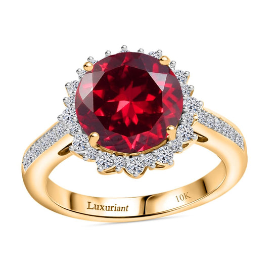 AAA Lab Grown Padparadscha Saphir, Lab Grown Diamant AGI zertifiziert Ring 417 Gold (Größe 17.00) ca. 5.50 ct