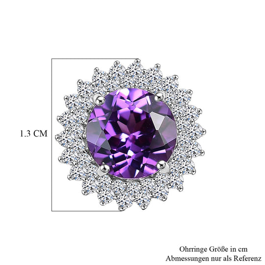 AAA Lab Grown Lila Saphir, Lab Grown Diamant AGI zertifiziert Ohrringe 417 Gold ca. 4.18 ct