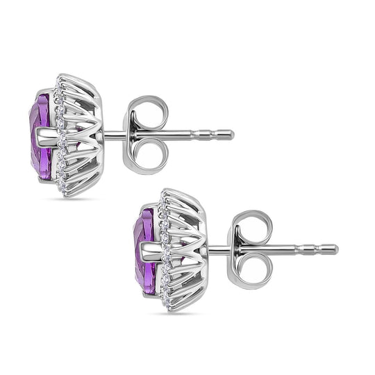 LUXURIANT DIAMOND - AAA Lab Grown Lila Saphir, Lab Grown Diamant Ohrringe 417 Gold ca. 0.27 ct