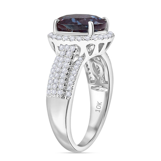 LUXURIANT zertifizierter und geprüfter AAA Labor Alexandrit und VS-EF Labor Diamant Ring in 417 Weißgold - 5,63 ct.