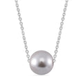 Graue Muschelkernperle Halskette Flexibles 925 Silber rhodiniert