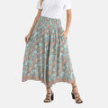 Gesmokte Taillen-Culottes mit Paisleymuster, Einheitsgröße, Hellblau