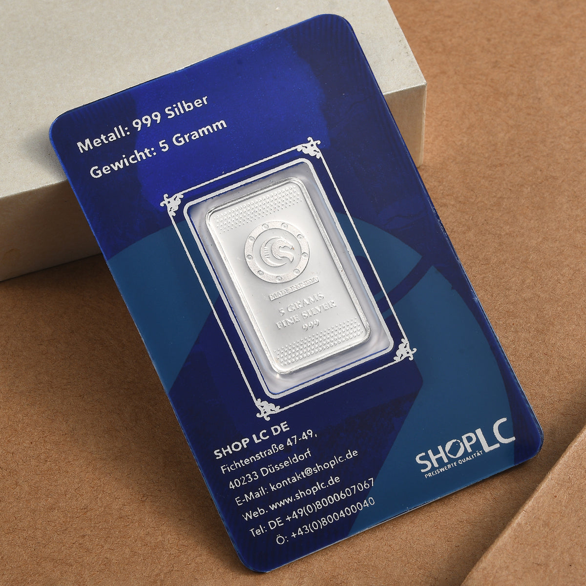 999 Silber Silberbarren Rechteckig 5,00g