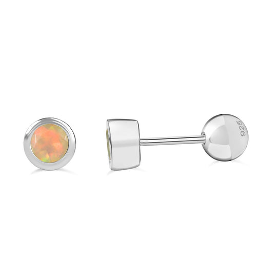 Natürlicher, äthiopischer Welo Opal Ohrringe 925 Silber rhodiniert ca. 0.35 ct