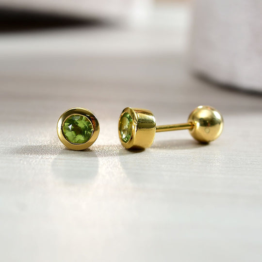 Natürlicher Peridot Ohrringe 925 Silber 750 Gelbgold Vermeil ca. 0.61 ct