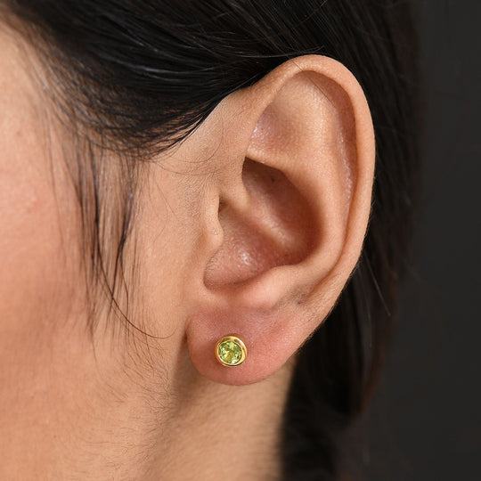 Natürlicher Peridot Ohrringe 925 Silber 750 Gelbgold Vermeil ca. 0.61 ct