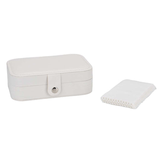 Reise-Schmuckkästchen mit 10 Silberputztüchern, 17x11x5 cm (Box), 11x7 cm (10 Tücher), Creme