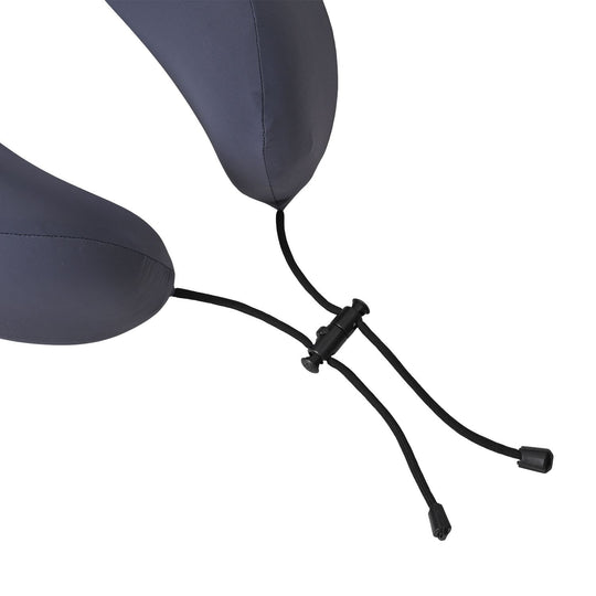 Reisekissen aus Memory-Schaum mit verstellbarem Kordelzug und kühlendem Bezug, ergonomisch geformt für Nackenstütze, 29x16x25 cm, Schwarz
