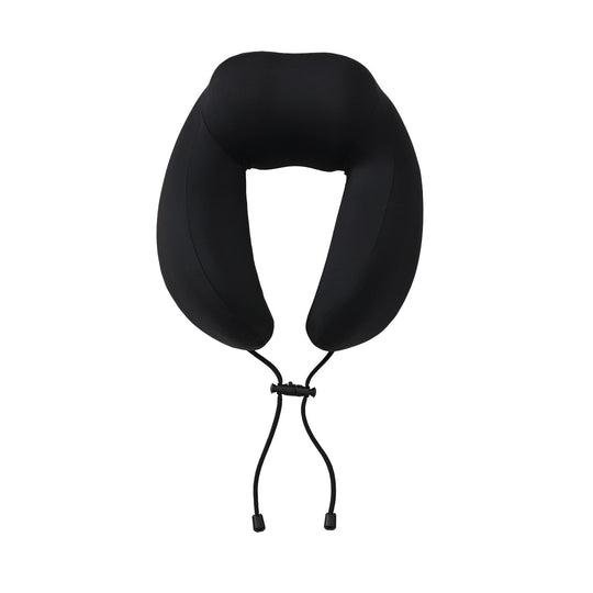 Reisekissen aus Memory-Schaum mit verstellbarem Kordelzug und kühlendem Bezug, ergonomisch geformt für Nackenstütze, 29x16x25 cm, Schwarz
