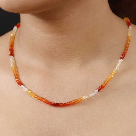 Feueropal Halskette ca. 45 cm 585 Gold ca. 36.45 ct