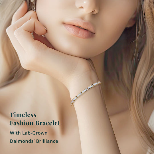 LUXURIANT DIAMOND - Lab Grown Diamant SI-GH Armband ca. 18.5 cm 925 Silber 750 Gelbgold Vermeil (10-15 Werktage Lieferzeit) ca. 4.00 ct