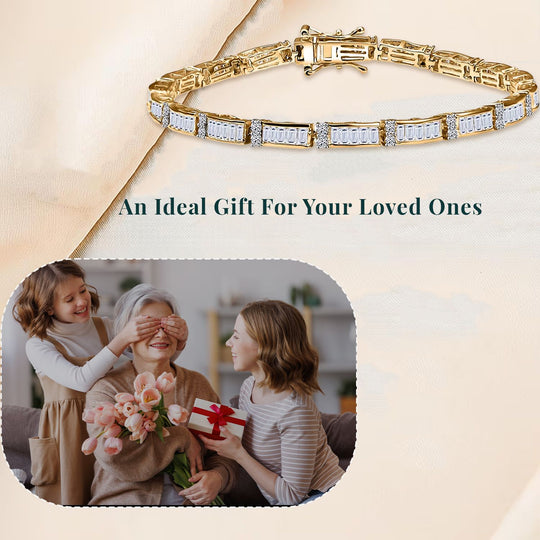 LUXURIANT DIAMOND - Lab Grown Diamant SI-GH Armband ca. 18.5 cm 925 Silber 750 Gelbgold Vermeil (10-15 Werktage Lieferzeit) ca. 4.00 ct