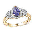 AAA Lila Saphir, Weißer Diamant Ring 417 Gold (Größe 20.00) ca. 1,15 ct