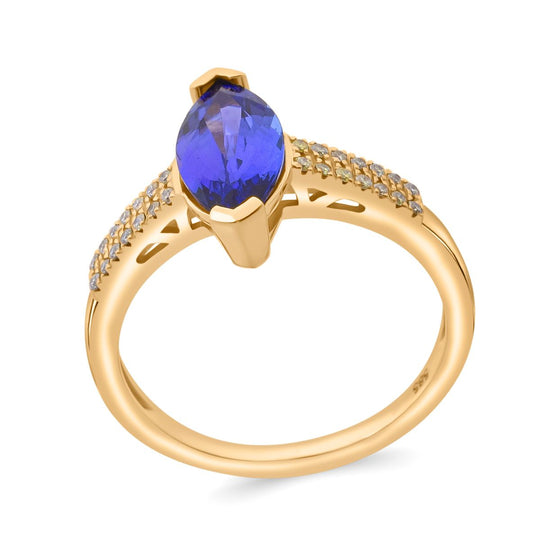 AAA Tansanit, Natürlicher gelber Diamant Ring 585 Gold (Größe 18.00) ca. 2,02 ct