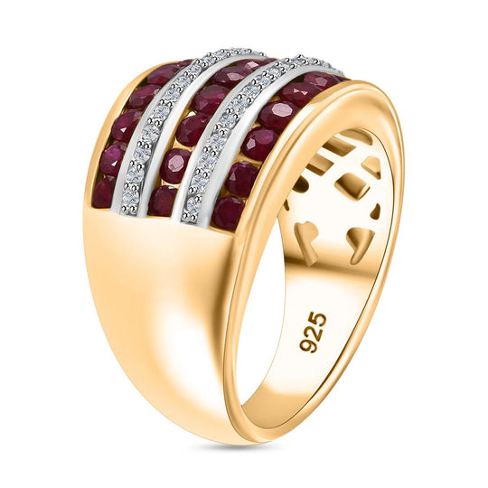 Natürlicher Mosambik-Rubin Ring 925 Silber Gelbgold Vermeil (Größe 17.00) ca. 1,83 ct