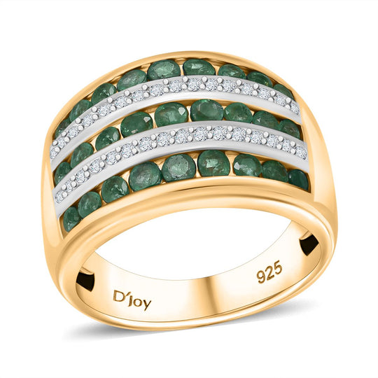 Smaragd Ring 925 Silber Gelbgold Vermeil (Größe 17.00) ca. 1,72 ct