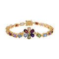 Mehrfarbiges Edelstein Armband, ca. 19 cm, 925 Silber Gelbgold Vermeil ca. 12,39 ct.