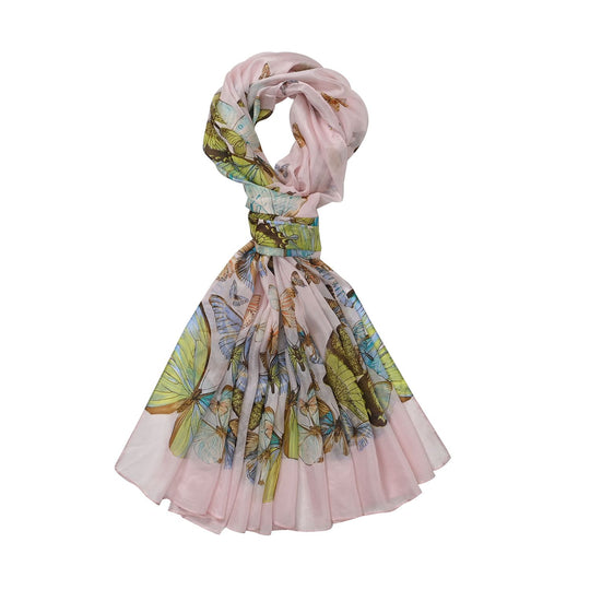LA MAREY - 100% Maulbeeren-Seidenschal, Chiffon, 110x180 cm, Gelb und Orange