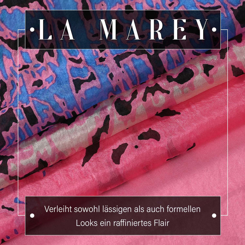 LA MAREY - 100% Maulbeeren-Seidenschal, Chiffon, 55x170 cm, Rosa-blau