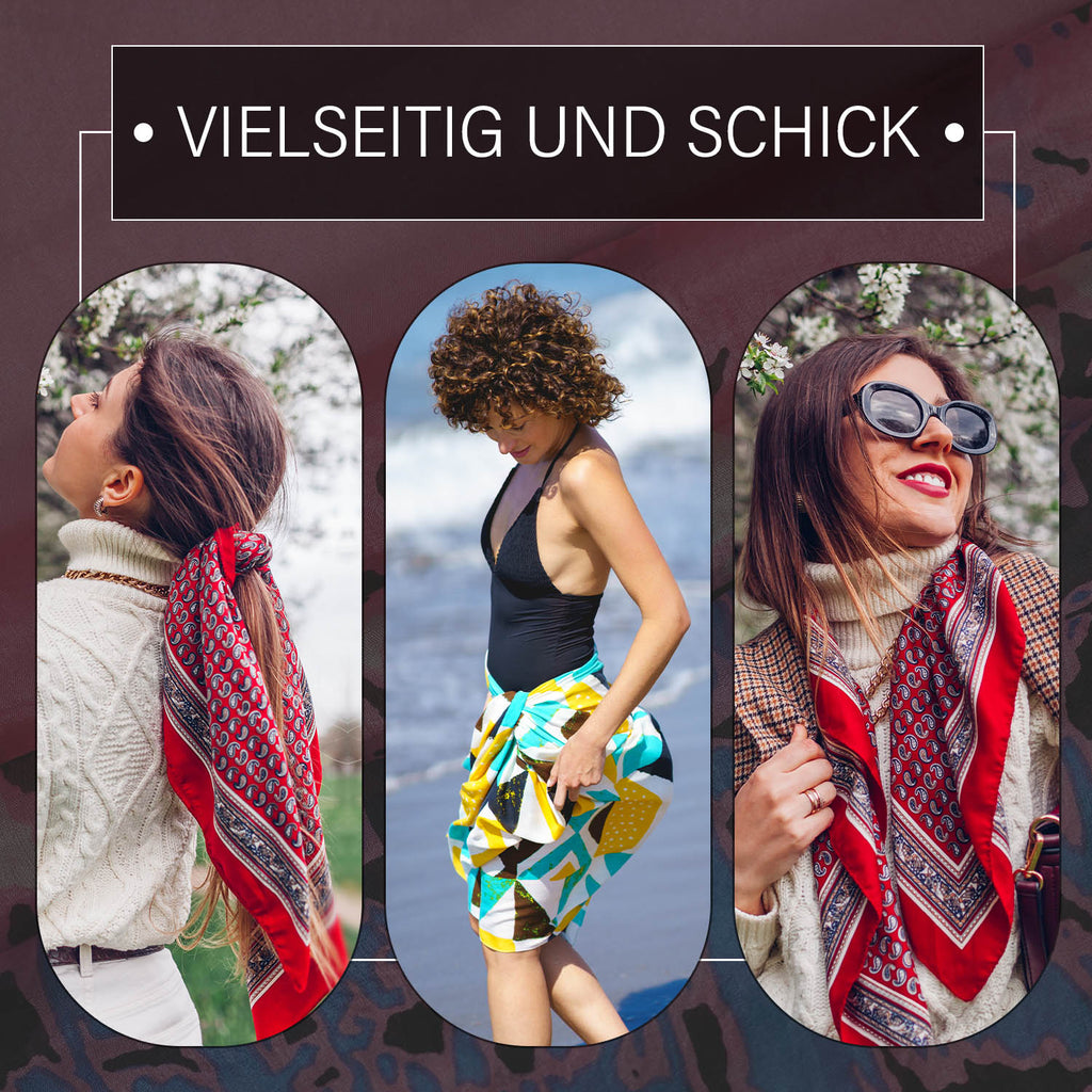 LA MAREY - 100% Maulbeeren-Seidenschal, Chiffon, 55x170 cm, Rosa-blau