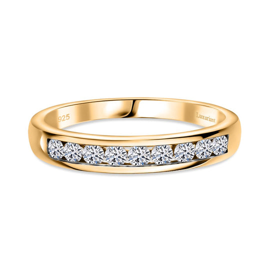LUXURIANT DIAMOND - Lab Grown Diamant SI-GH Ring 925 Silber 750 Gelbgold Vermeil (Größe 16.00) ca. 0.50 ct