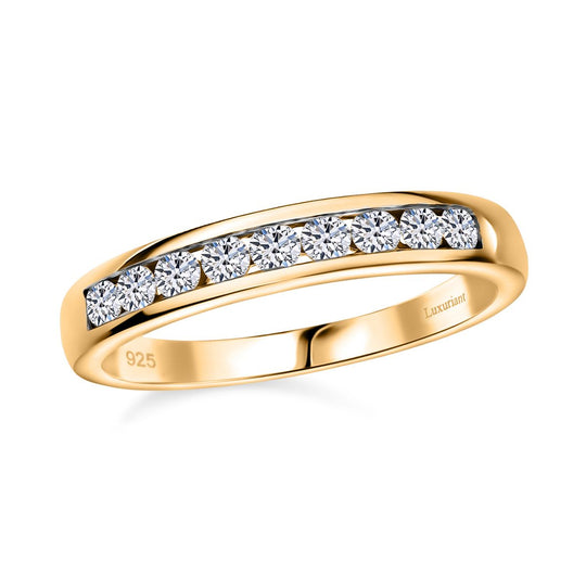 LUXURIANT DIAMOND - Lab Grown Diamant SI-GH Ring 925 Silber 750 Gelbgold Vermeil (Größe 16.00) ca. 0.50 ct