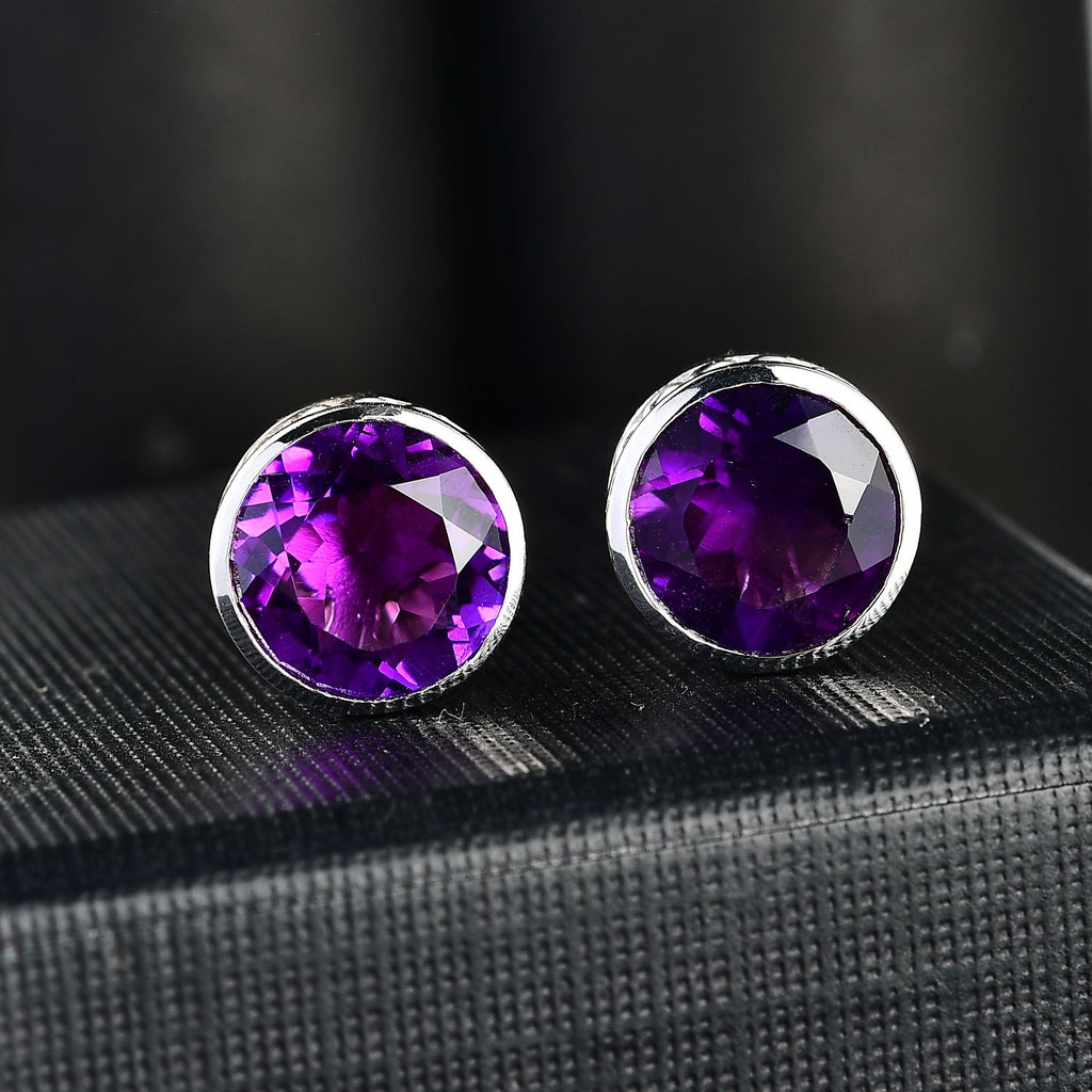 Afrikanische Amethyst Ohrringe, Silberfarben ca. 6.82 ct