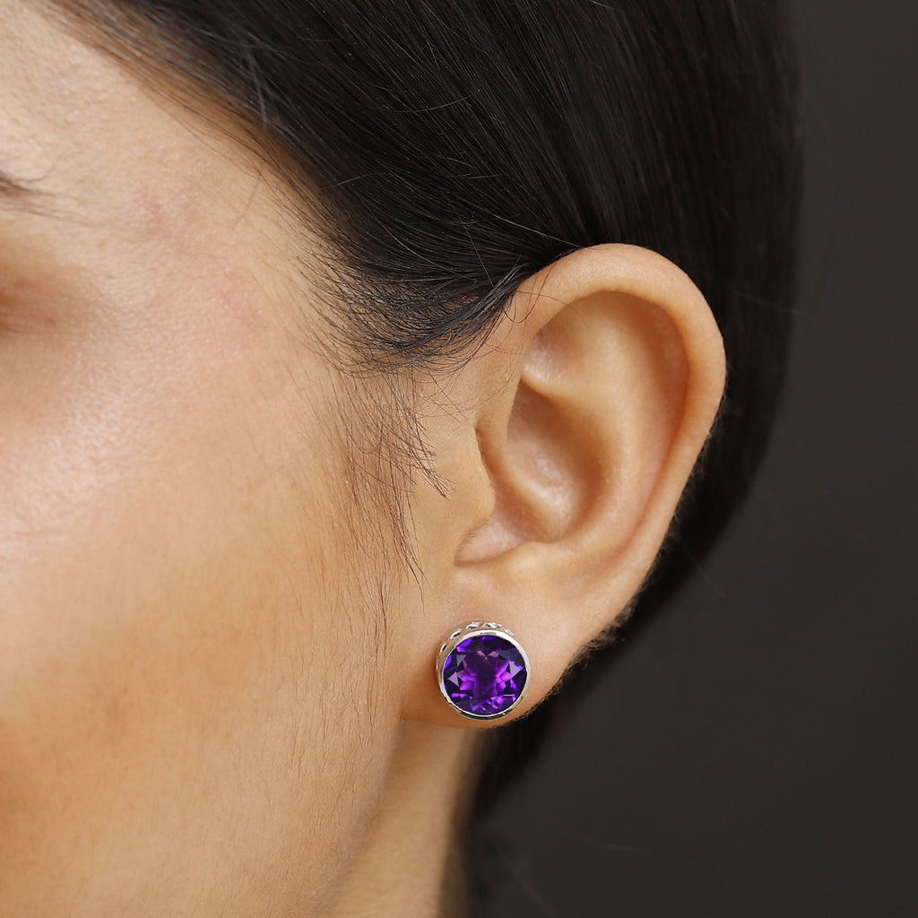 Afrikanische Amethyst Ohrringe, Silberfarben ca. 6.82 ct