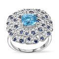 AA blauer Zirkon, blauer Saphir und Moissanit Ring - 4,63 ct.