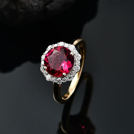 LUXURIANT DIAMOND - AAA Lab Grown Bixbit, Lab Grown Diamant Ring, AGI zertifiziert und geprüft, 417 Gold (Größe 19.00) (10-15 Werktage Lieferzeit) ca. 3.66 ct