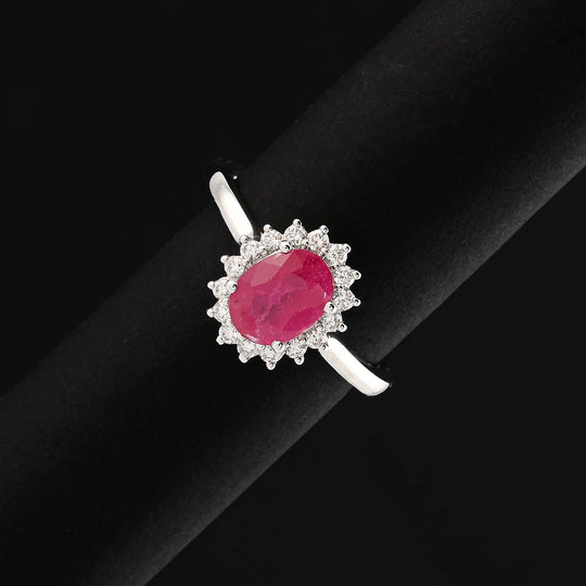 Rhapsody AAAA Natürlicher Mosambik-Rubin, Weißer Diamant AGI zertifiziert Ring, 950 Platin (Größe 19.00) ca. 1.75 ct
