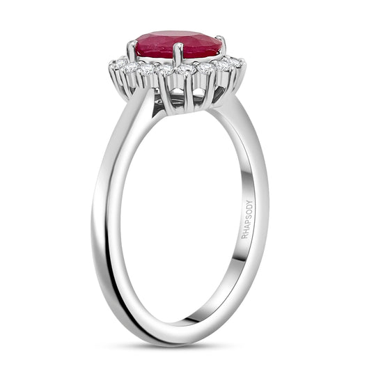 Rhapsody AAAA Natürlicher Mosambik-Rubin, Weißer Diamant AGI zertifiziert Ring, 950 Platin (Größe 19.00) ca. 1.75 ct