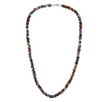 Mehrfarbige Edelsteine Halskette ca. 50 cm 925 Silber rhodiniert und Edelstahl ca. 100.00 ct