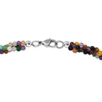 Mehrfarbige Edelsteine Halskette ca. 50 cm 925 Silber rhodiniert und Edelstahl ca. 100.00 ct