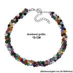 Mehrfarbig Edelsteine Armband ca. 19 cm + 5 cm Extender, Messing ca. 45,00 ct.