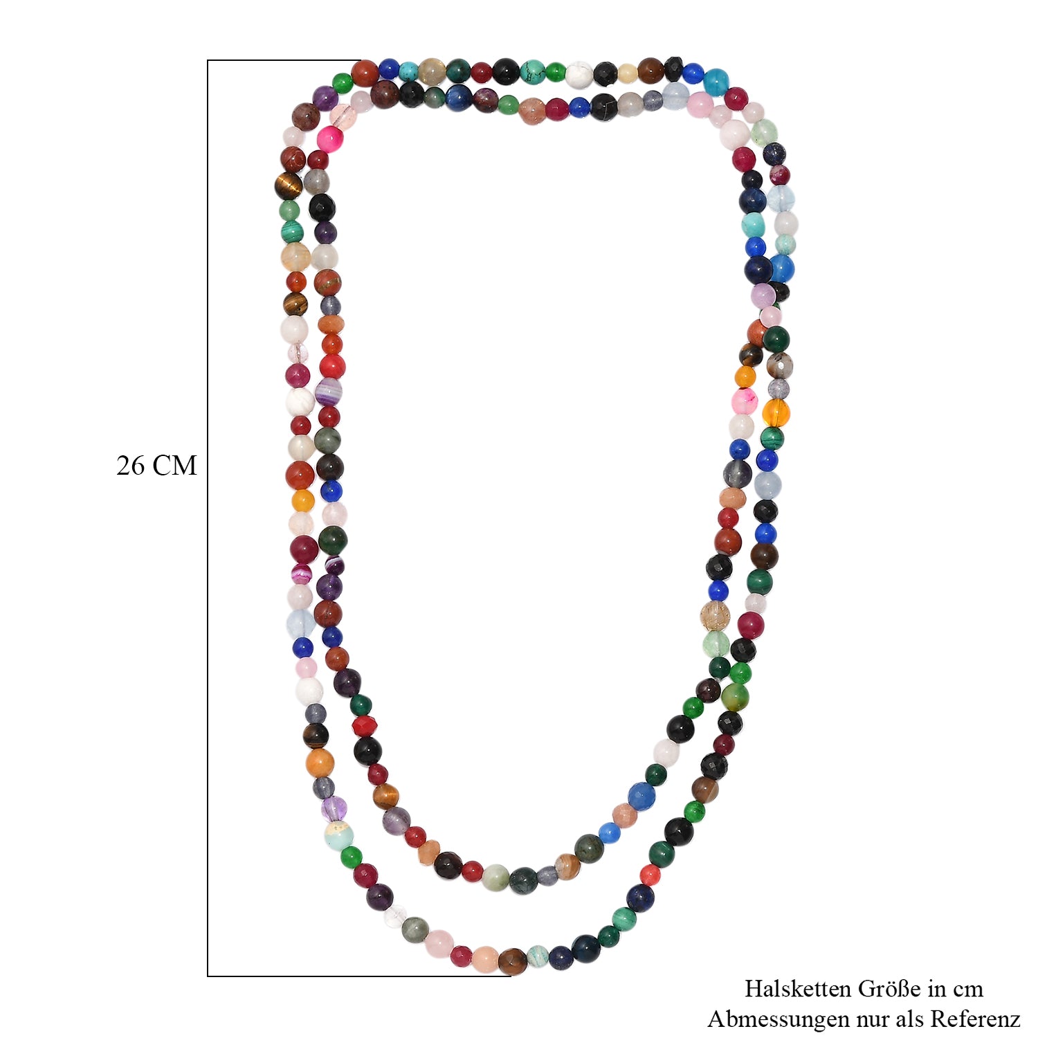 Mehrfarbige Edelsteine Kette, 127 cm ca. 450.00 ct