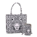 2-teiliges Taschenset - 40x12x35cm Shopper und 20x11x2cm Handytasche, Leopardenmuster