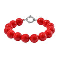 Rote Muschelkernperle (11-13 mm) Armband ca. 19 cm 316L Edelstahl