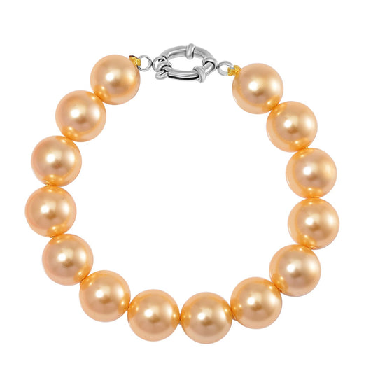 Goldenes Muschelkernperle (11-13mm) 20cm Armband, Edelstahl